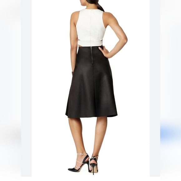 Cynthia Rowley Juxtaposed Satin Dress Size 0 Black & White - Picture 2 of 11